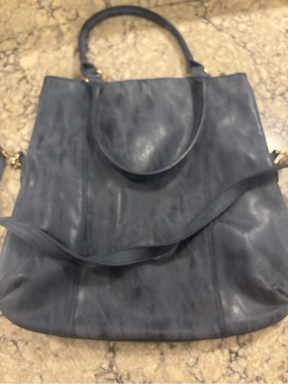 Stylish Navy vegan Leather Tote Bag - Classic Everyday Carry